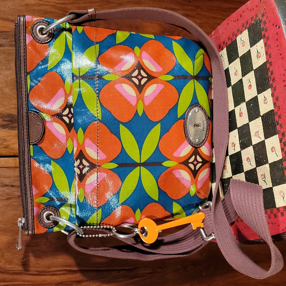 FOSSIL KEY-PER floral, PVC/textile, cross body bag